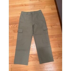 Mod Ref Womens Olive Green Cotton High Rise Wide Leg Cargo Pants Size Large